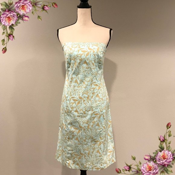 GAP Dresses & Skirts - Cute teal and cream strapless dress.